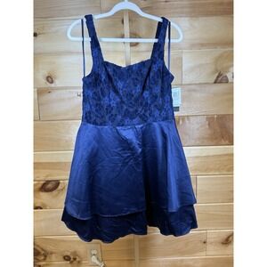 City Studio Jr navy lace bodice mini fit & flare dress NWT Size 15/16 Retail $75